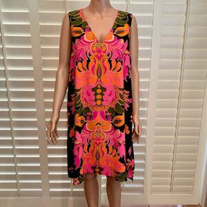 Julie Brown NYC pink & orange retro dress with pockets